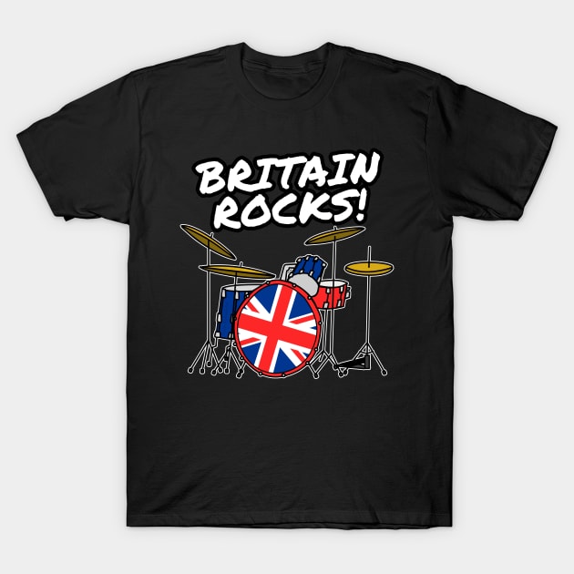 UK Flag Drums Britain Rocks Drummer Musician T-Shirt by doodlerob